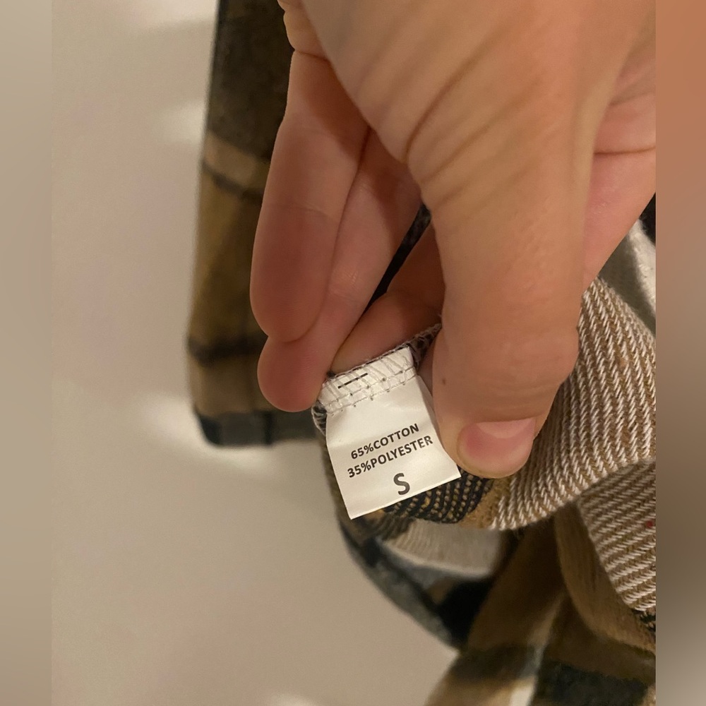 12th Tribe Plaid Button-Up Shacket in Camel, Black & White - Picture 4 of 5